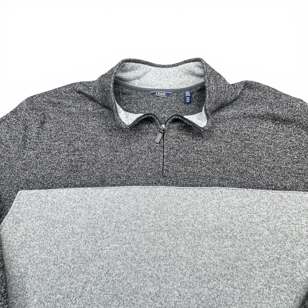 IZOD Sweater Mens 4XLT Gray Pullover 1/4 Zip Mock Neck Knit Long Sleeve Big Tall